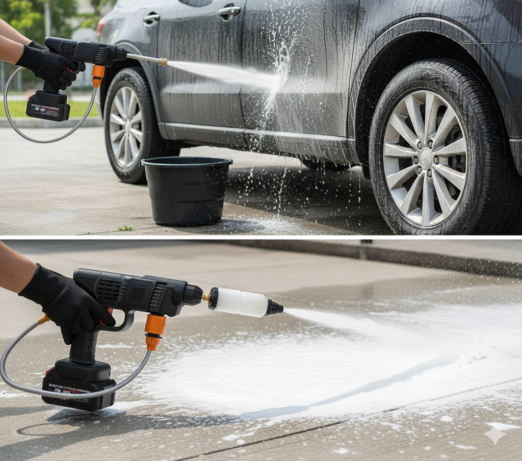 portable battery powered car washing gun