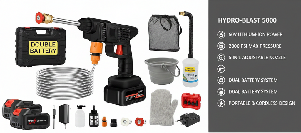 portable battery powered car washing gun