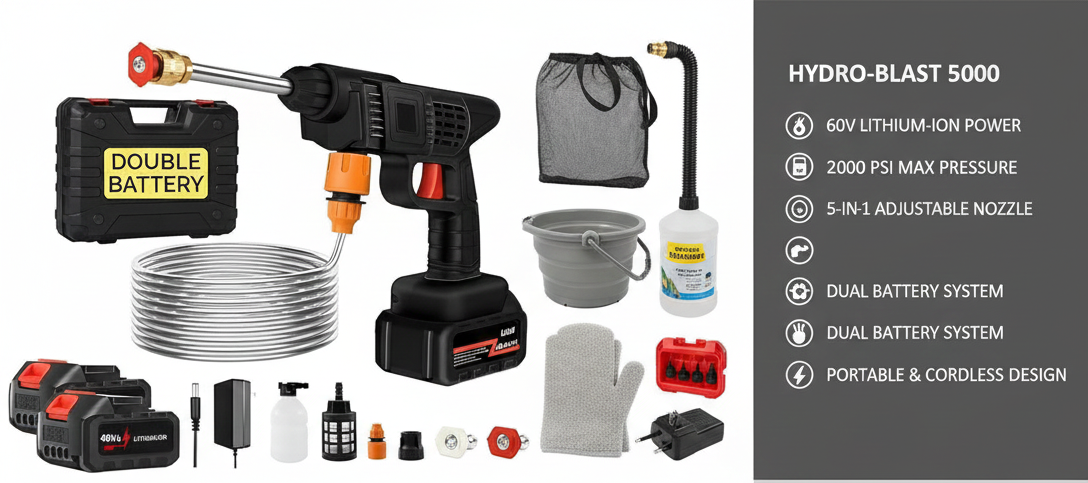 portable battery powered car washing gun