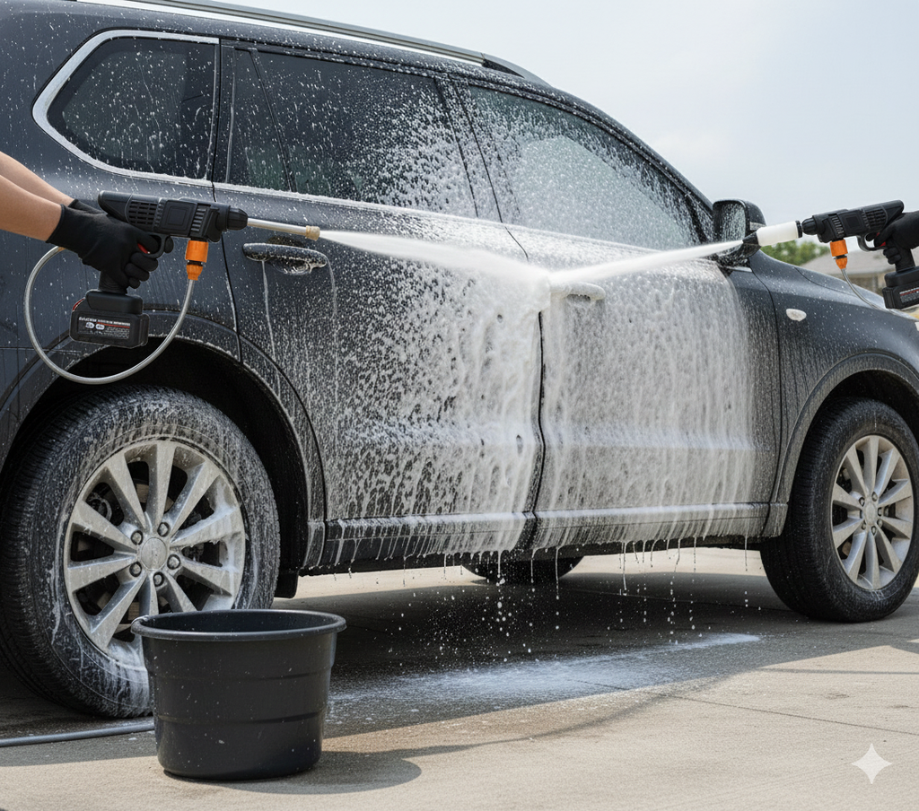 portable battery powered car washing gun